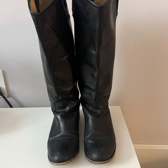 FRYE Melissa Button Tall Extended Calf Leather Riding Boots Size 7 - Picture 1 of 7